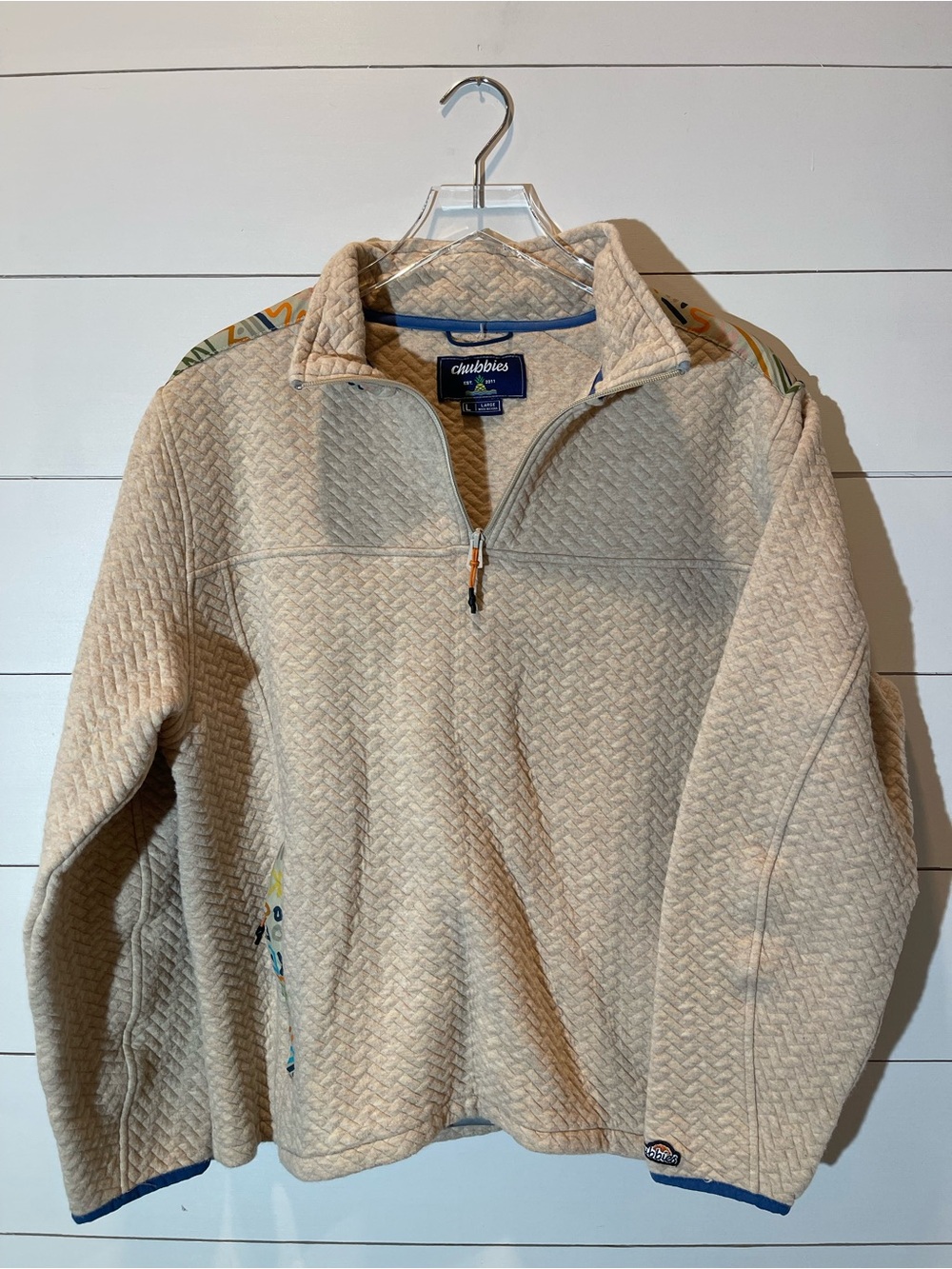 Chubbies Men's Cream Textured Everyday Quarter-Zip Pullover Size Large
